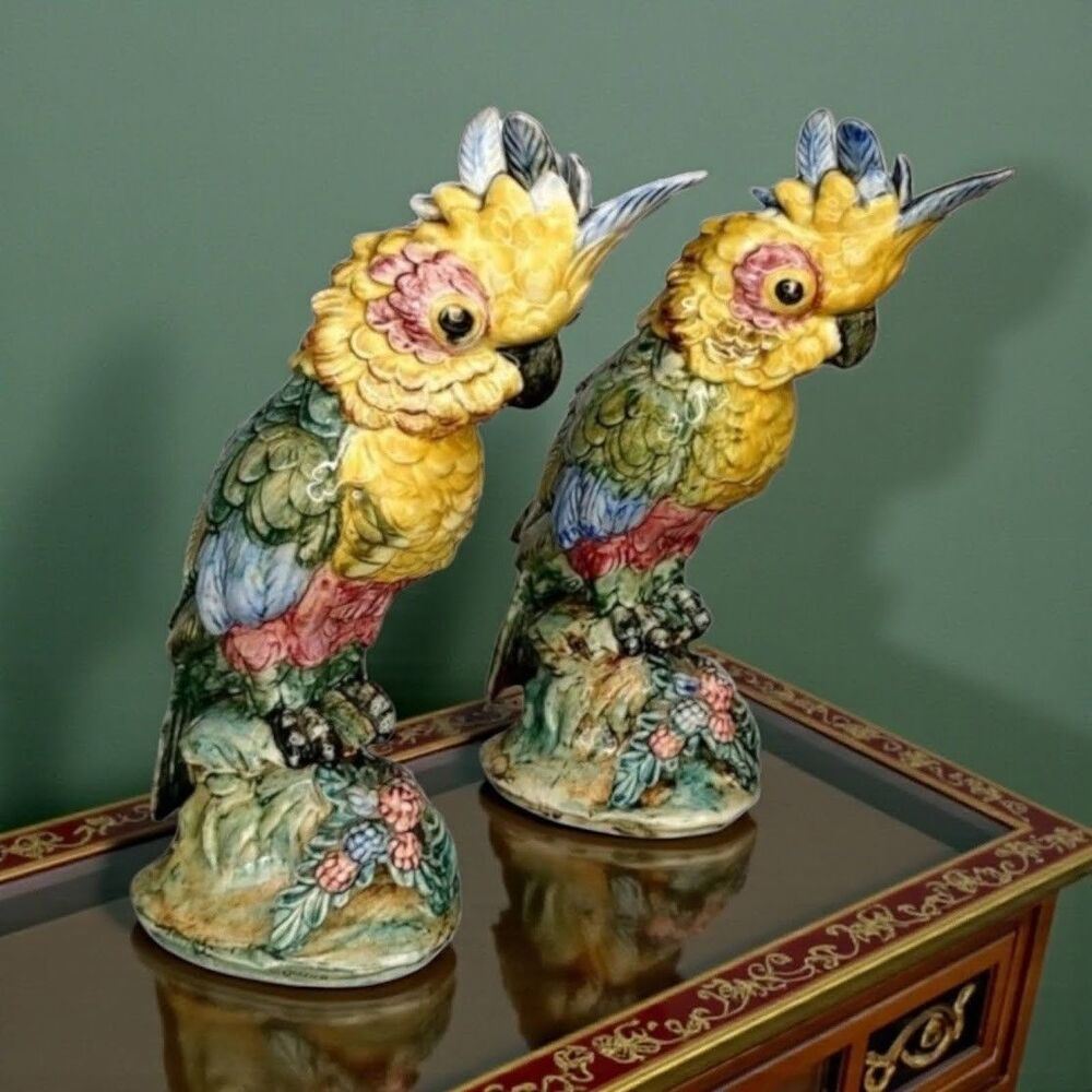 Large JACOB Stangl Cockatoo Birds #3584 Mid Century 12" Signed Pottery READ Chip